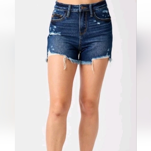 Judy Blue Shorts Women's Blue Jean Denim Rigid Front Stretch Plus Size 2X - Picture 2 of 8